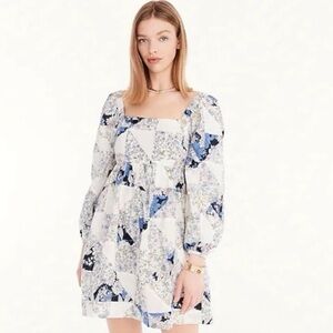 NWT J. Crew Squareneck Cotton Voile Dress Patchwork Floral, Large